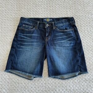 Lucky Brand Abbey Short Dark Wash Raw Hem Denim Jean Shorts Womens 4 27